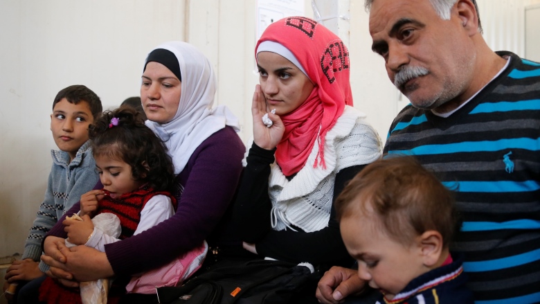 A Syrian refugee family in Lebanon. 