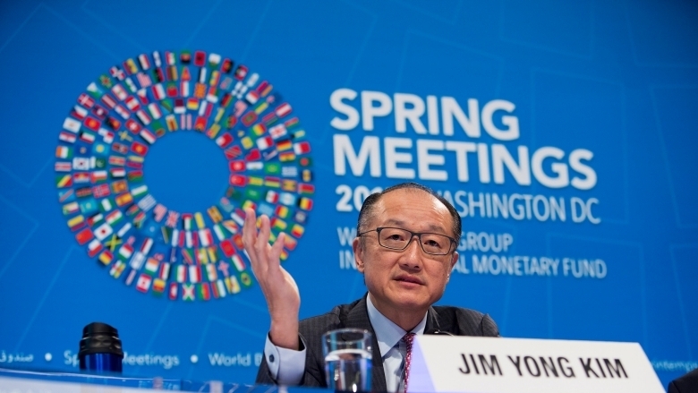 World Bank / IMF 2017 Spring Meetings Opening Press Conference: World Bank Group President Jim Yong Kim. Photo: Simone D. McCourtie / World Bank
