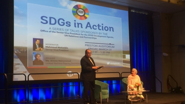Mahmoud Mohieldin SDGs in action event with Amina Mohamed