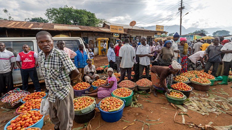 Market day in a town in eastern Uganda