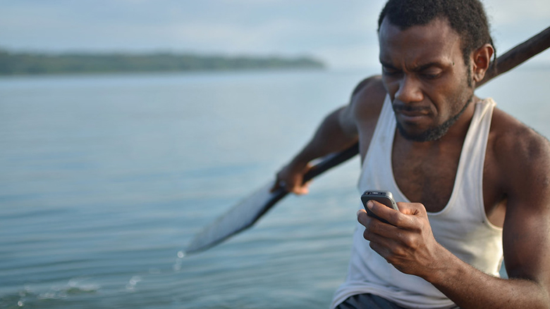 Kelan Sing, a fisherman from Taremb community, on Vanuatu's Malekula Island, says he can now text for help while at sea.
