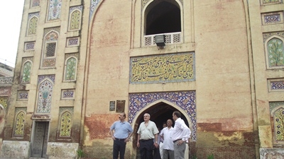 At the Wazir Khan Mosque, located in the Walled City of Lahore, built in 1635 CE