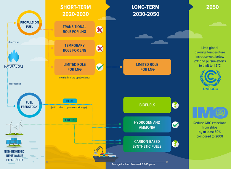 Suggested roles for natural gas as a bunker fuel, and as a fuel feedstock in shipping’s decarbonization