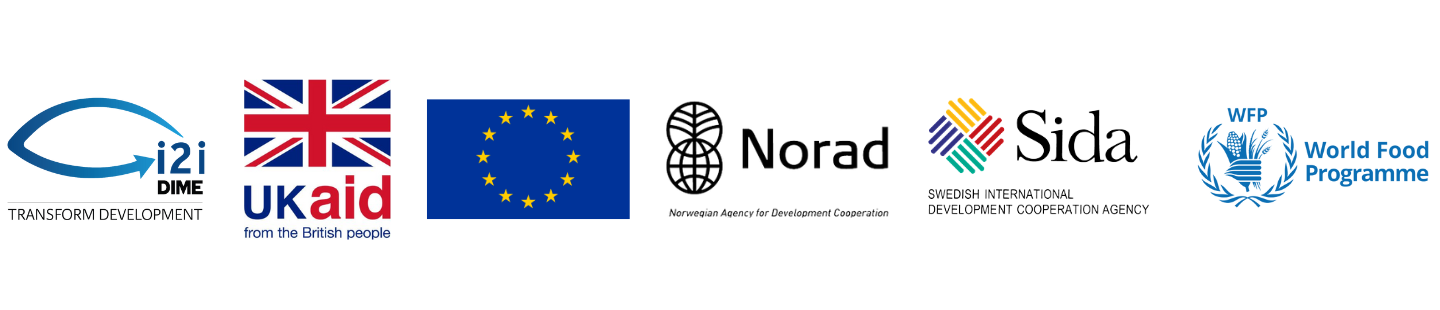 Logos of DIME, UKAID, EU, Norad, Sida, WFP