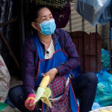 A Lao street vendor during the first COVID-19 outbreak 
