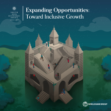 Cover of South Asia Economic Focus report, Spring 2023 - optical illusion stairs of a building.
