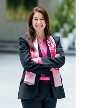 Woman with pink scarf