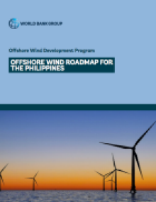 Offshore Wind Roadmap for the Philippines report cover showing wind mills in sunrise 