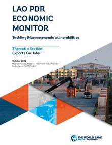 Cover of Lao Economic Monitor Report, October 2022. Shows the Thanaleng dry port in .Vientiane