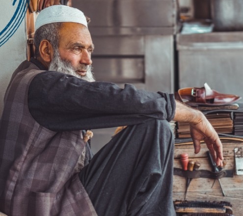 Man sitting in an outdoor market