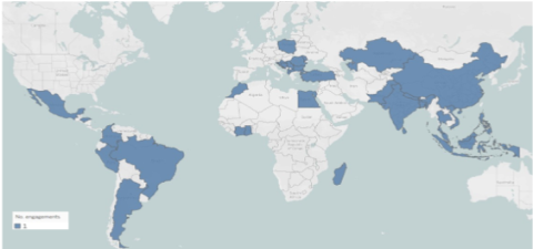 Map of the world showing countries that use the CPAT tool