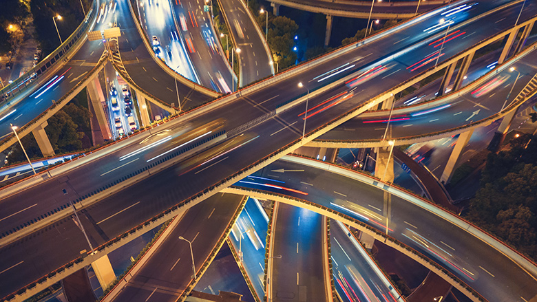 Aerial view of highway