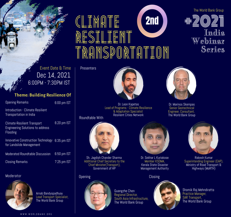 Serie de seminarios web en India sobre transporte resiliente al clima Serie de seminarios web en India sobre transporte resiliente al clima