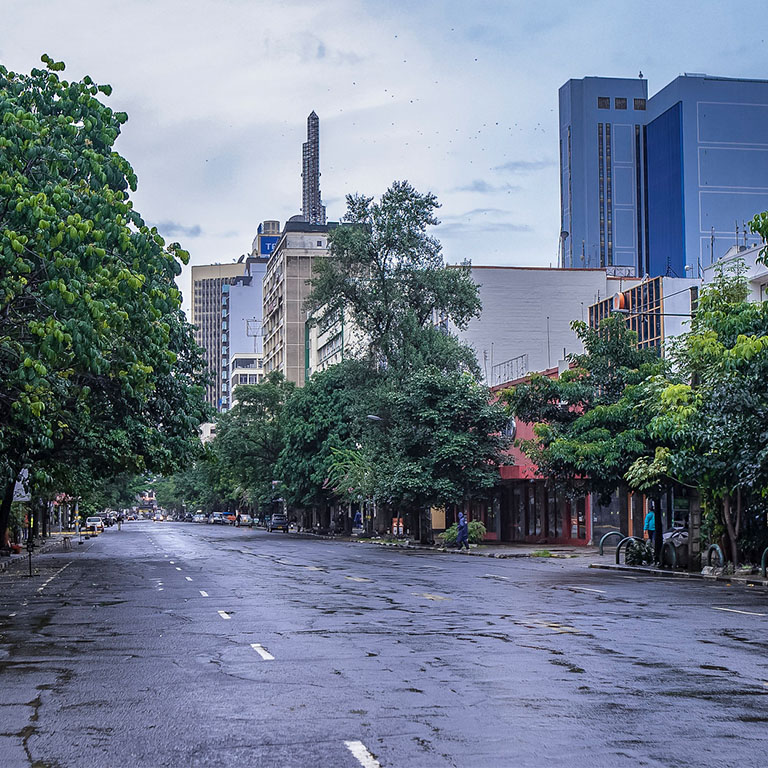An empty street in Nairobi during the COVID-19 pandemic