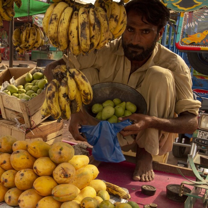 Mango seller in Punjab food market