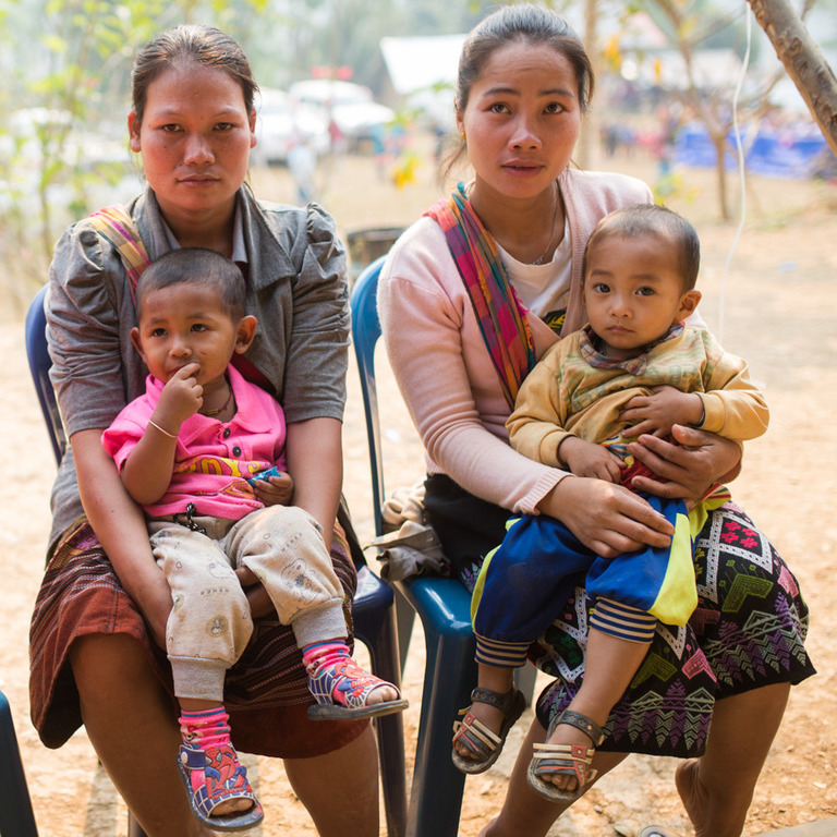 Mothers and young children in Huaichai village, La district, Oudomxay province, northern Laos in 2019