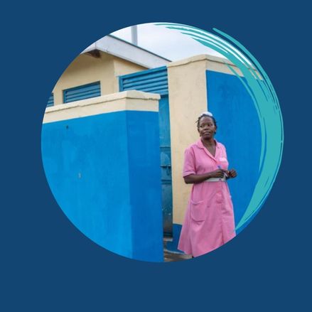  medical worker inspects a latrine at Bondo Health Centre in Uganda, 2024 