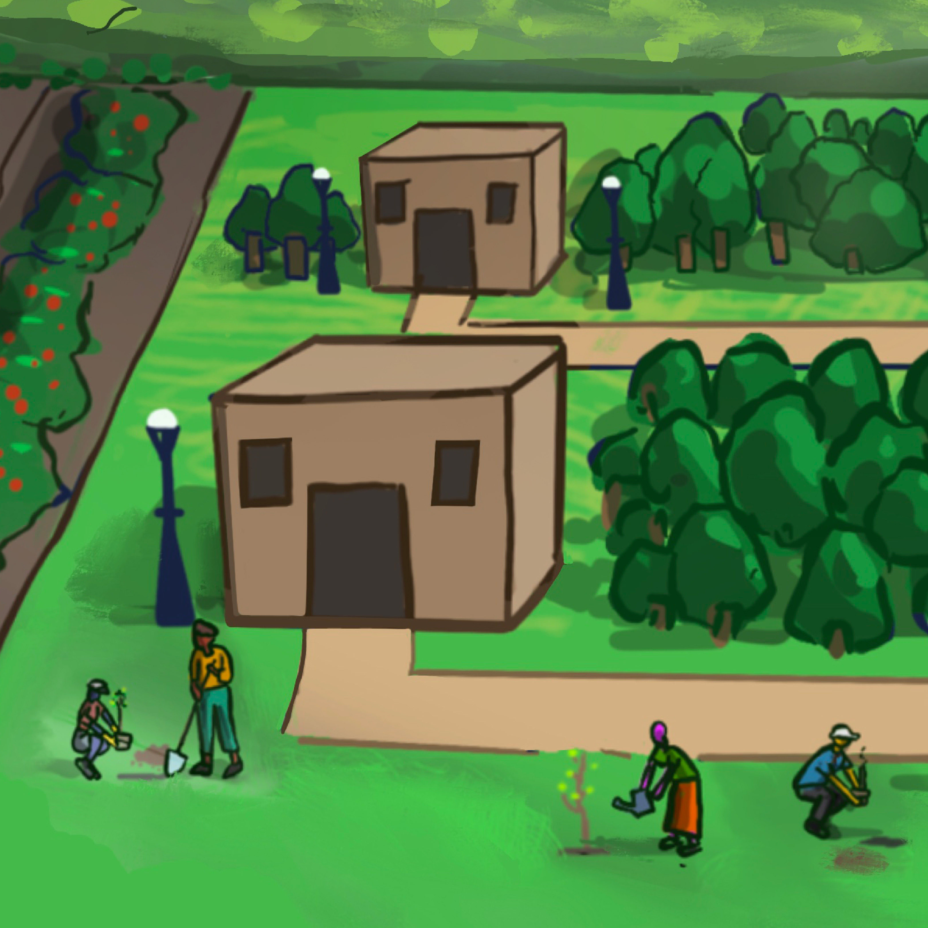 Accelerating Access to Clear Air report cover square brown house and streets