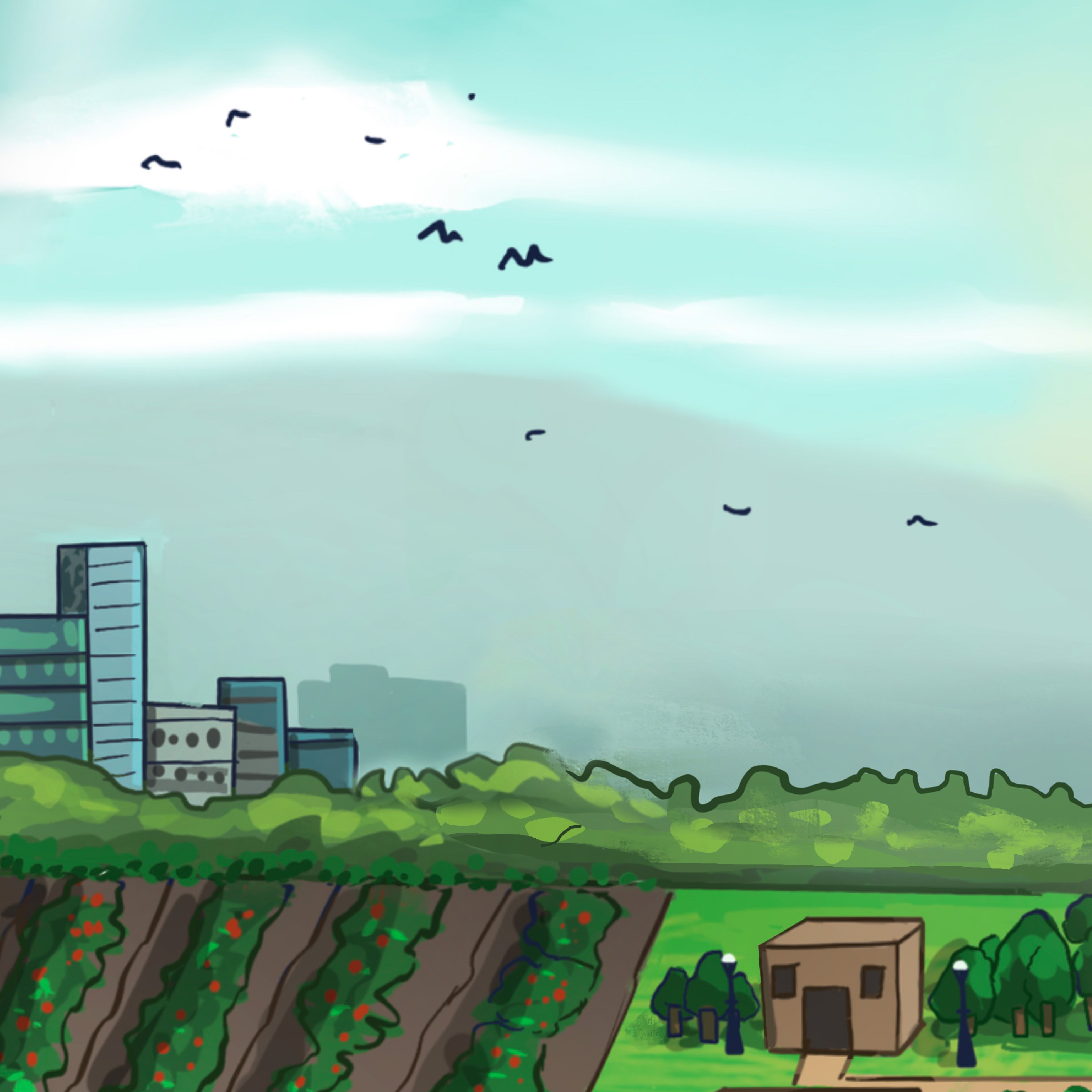 Accelerating Access to Clear Air report cover blue sky perspective fields and buildings up front 