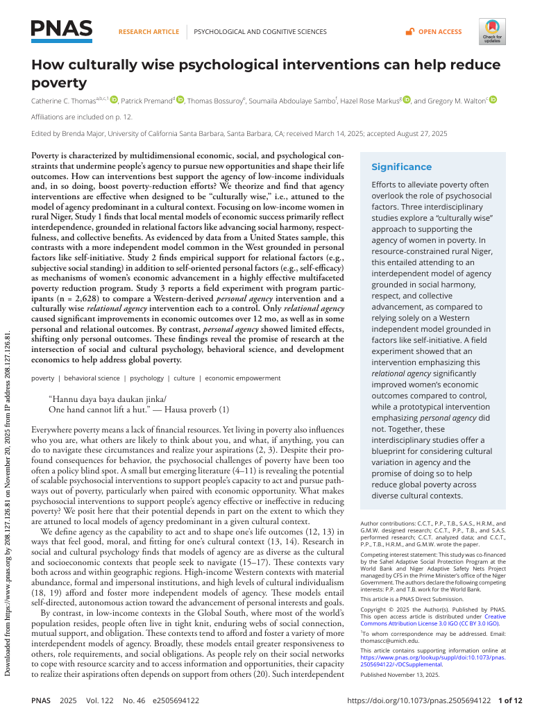 PNAS economic inclusion
