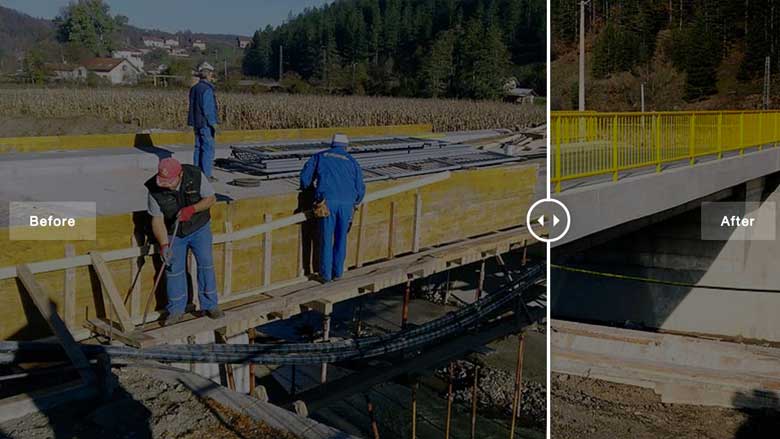 Before-After: Bosnia floods reconstruction, slide 1