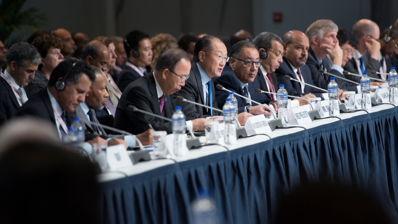 At the Annual Meetings, the United Nations, World Bank and Islamic Development Bank announced new global funding initiative for the MENA region. Credit: Grant Ellis/World Bank.