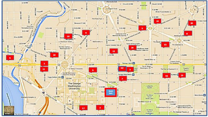 Map of Hotels in Washington DC