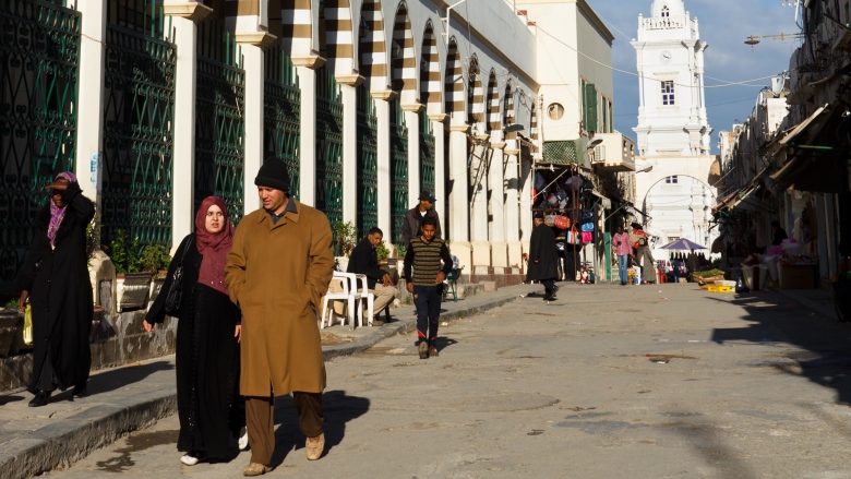 Market area in Tripoli's old town