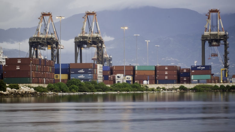 View overlooking the Kingston Port in Jamaica