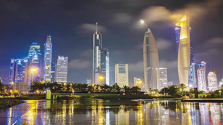 Aerial shot of the business district in Kuwait.