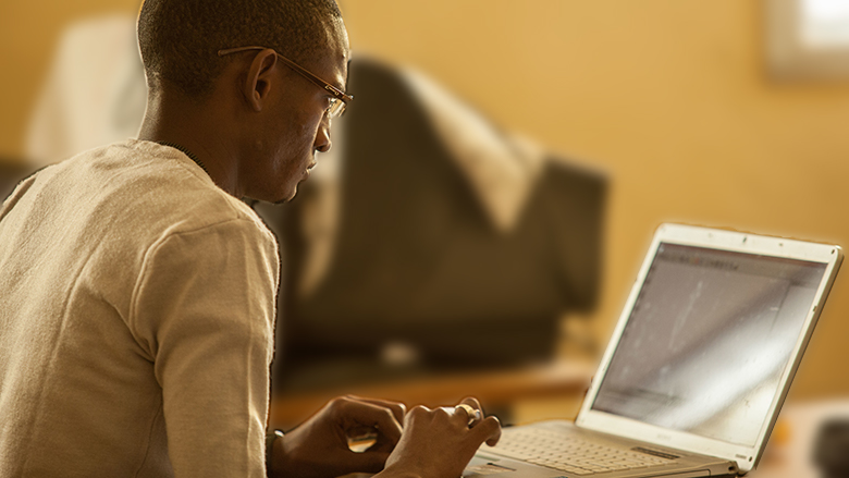 Graduate student attending a masters class in Computer Science at Gaston Berger University (UGB) in Saint Louis, Senegal.