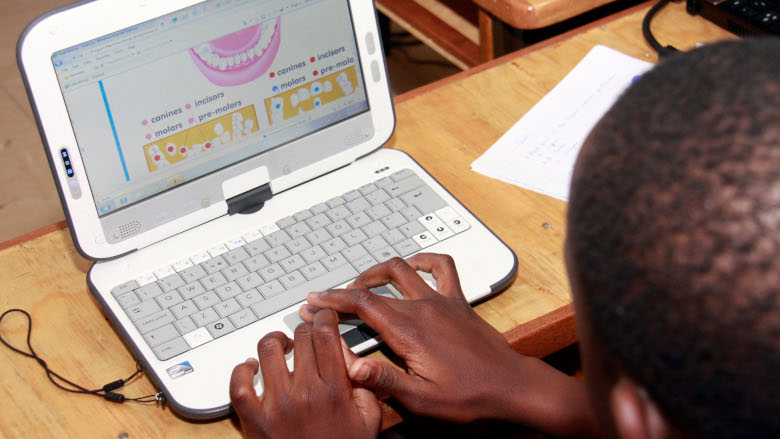 A Child user friendly laptop with educational materials for lower class level by Morgan Mbabazi