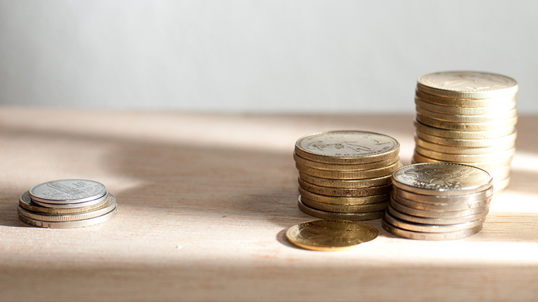 A stack of Guatemalan coins