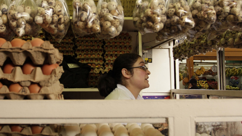 Egg seller in Bogotá, Colombia