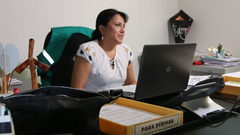 Ericka Plata, Head of the Environment Unit of the Santa Cruz Regional Government, in her office.