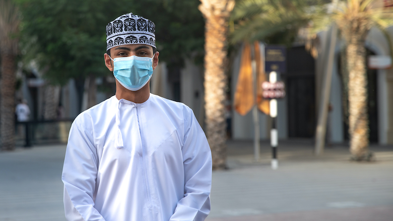 A man wears his face mask amid the COVID-19 pandemic in Muscat, Oman. 