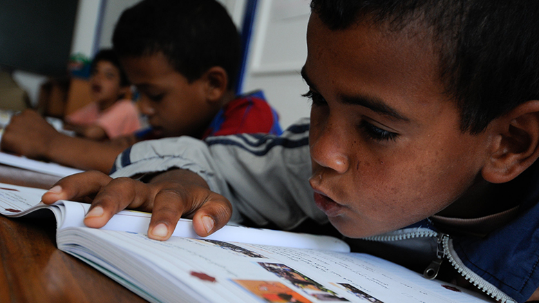 Children read in their classroom at a school in Morocco. Photo: © Dana Smillie/World Bank