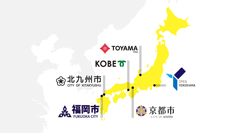 Map of Japan indicating CPP cities