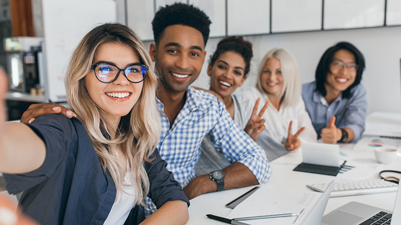 A group of diverse young professionals