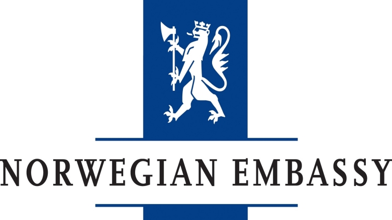 Norwegian Embassy logo white and blue 
