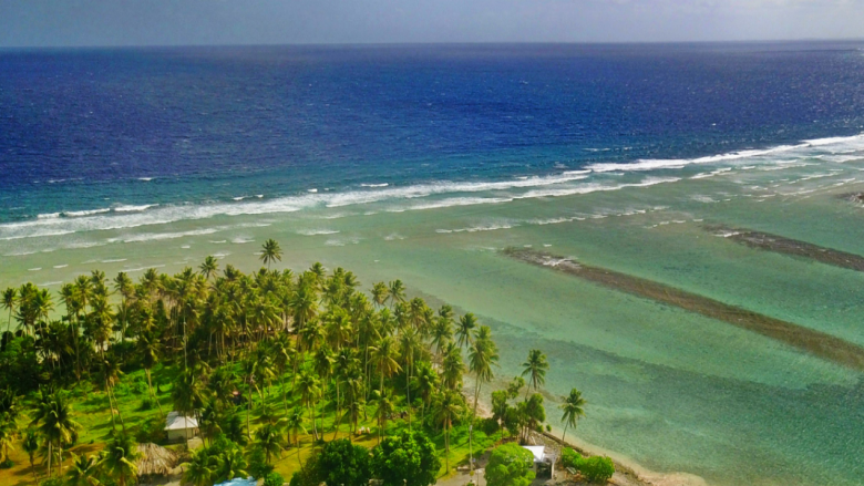 Aerial view of Marshall Islands coastline