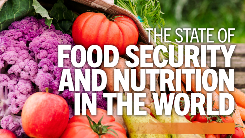 Image of the State of Food Security and Nutrition in the World 2022 report showing basket of vegetables