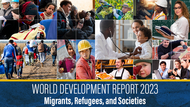 Collage of images related to the World Development Report 2023