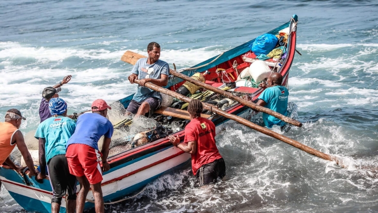 Fishermen in Ribeira da Barca Santiago Island Cabo Verde