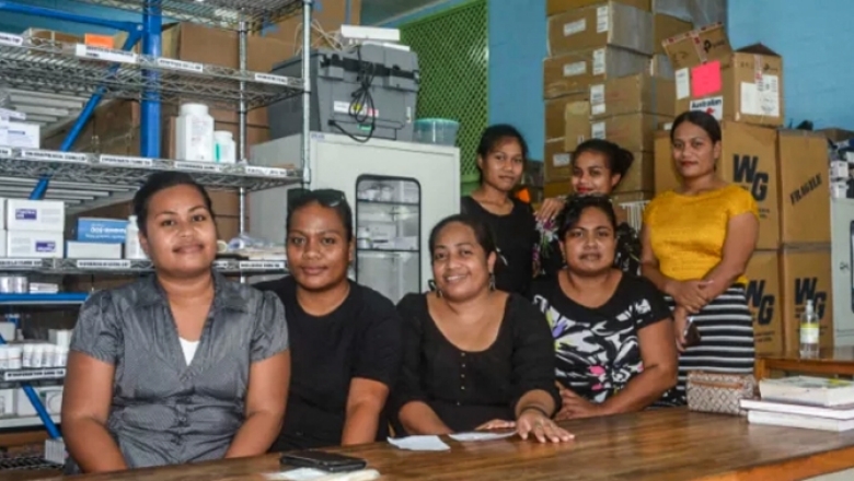 Moannara Benete (center) and members of Kiribati’s Pharmacy team, work to ensure vital medical supplies are available to ever