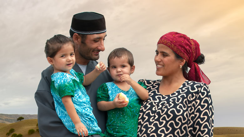 Tajik family with children