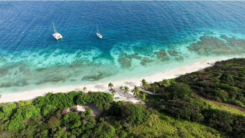 Tobago Cays in Saint-Vincent and the Grenadines sky view