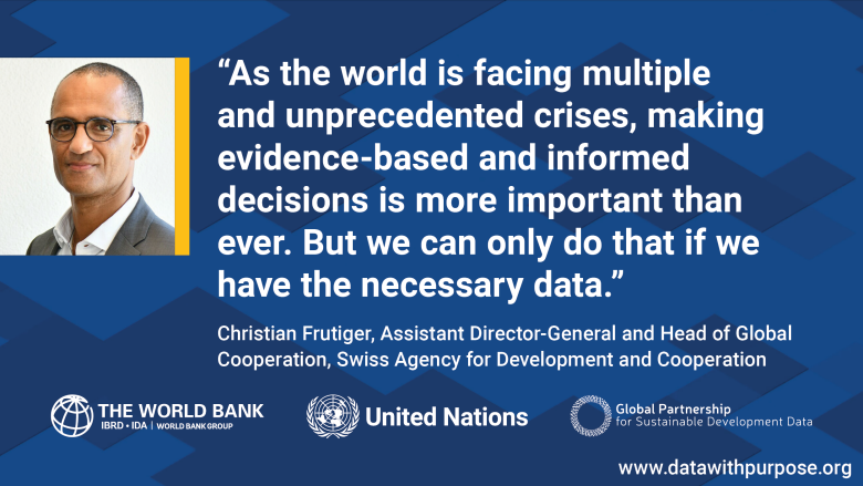 Quote on the importance of data by Christian Frutiger, Switzerland, during the 2022 WB Spring Meetings