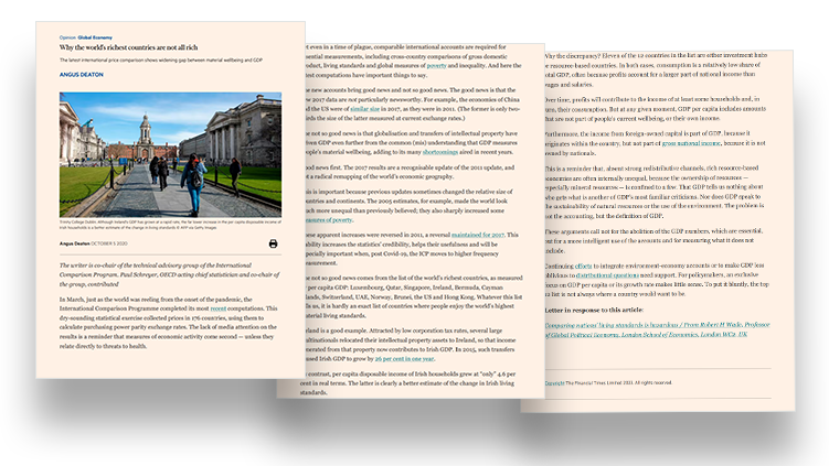 Three pages from FT article