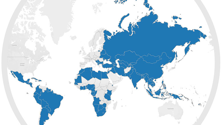 Map of Middle Income Countries